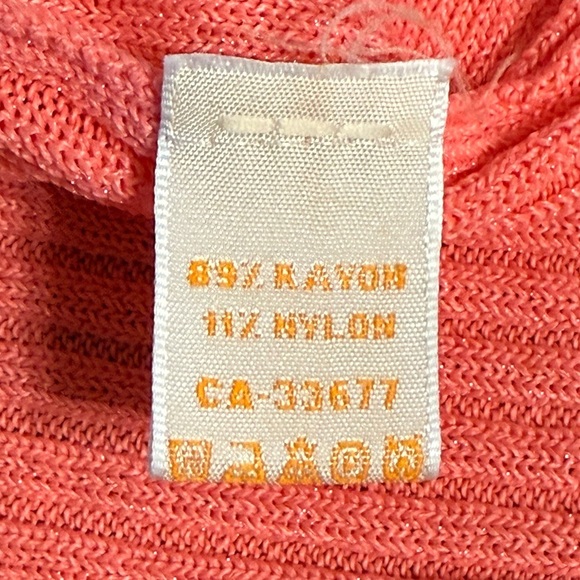 Women’s Orange Brand Open Front Cardigan Sweater XL Coral Stretchy 3/4 Sleeves - Picture 6 of 13
